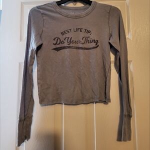 Aerie Gray "Do Your Thing" Long Sleeve Graphic Tee